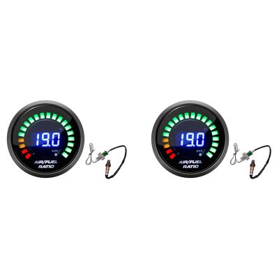 2pcs 52mm Air Fuel Ratio Gauge LED Digital Display with Narrowband O2 Oxygen Sensor Car Gauge for 12V Car Racing Gauge