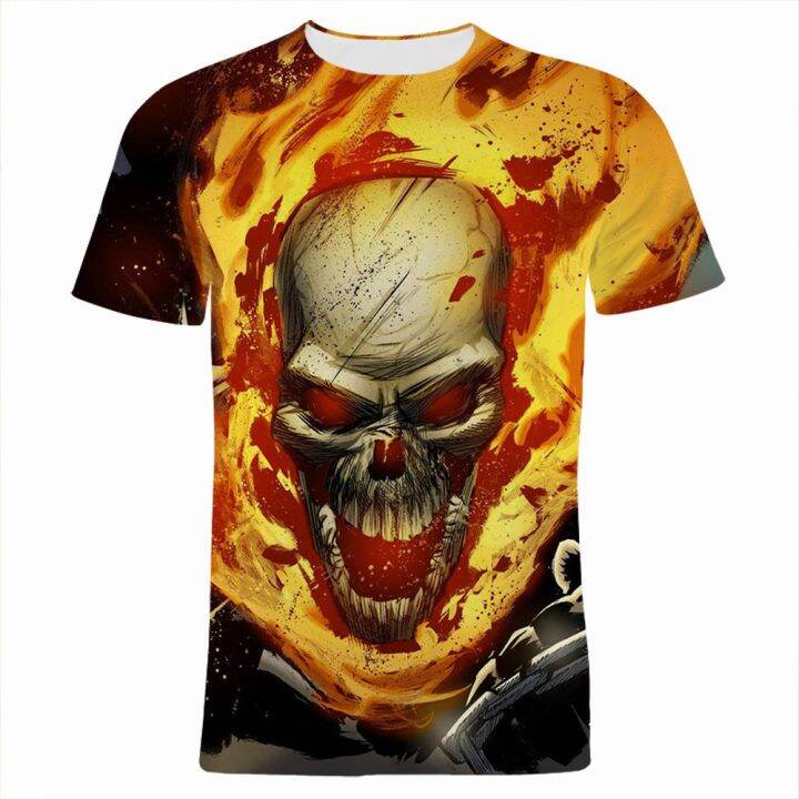 2023-new-summer-fashion-cartoon-tee-ghost-rider-t-shirts-men-women-short-sleeve-tee-gothic-casual-3d-print-tops-streetwear-unisex