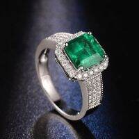 Classic 18K AU750 White Gold Green Gemstone Birthstone Wedding Engagement Women Rings Vintage Jewelry Wholesale Resizable Size