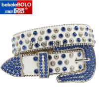 PU Leather Rhinestone Belt Western Designer Cowboy Bling Belt High Quality Y2k Punk Diamond Studded Belts For Woman Man