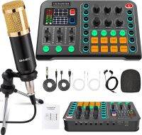 Podcast EquipmentCondenser Microphone Bundle with Tripod Stand and Professional Audio Mixer(Optional) for Streaming Broadcast