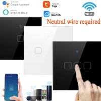 ﹉ Tuya Smart Touch Switch EU/UK Light Wall Switches WiFi 3 Gang Smart Life App Control Work With Alexa And Google Home