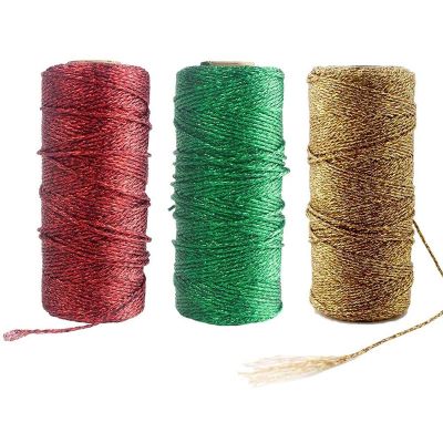 【YF】♝❐  1mm 100meters Metalic Cord Knitting Yarn Packing Polyester Gold Macrame Rope String Twine Wrap Threads