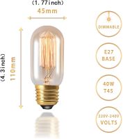 6 Pack Dimmable Vintage Edison Light Bulbs Screw E27 Decorative Filament Tube T45 4̣0̣Ẉ Spiral Radio Valve ES Soft Warm White