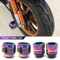 2PCS Burning Titanium Motorcycle Frame Slider Aluminum Front Fork Cup Falling Crush Protector Carbon Fiber for Motorbike Scooter Decanters