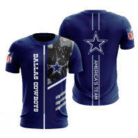 NFL Jersey Dallas Cowboys Summer Mens 3d Digital Tee Vintage Print Crew Neck Short Sleeve Tee Unisex Everyday Fashion