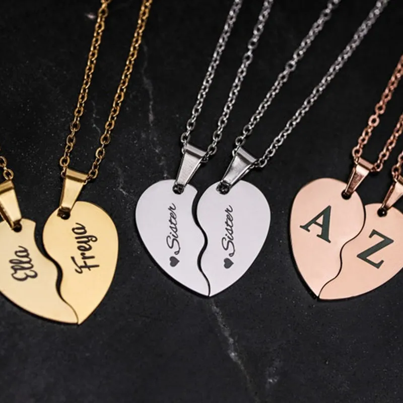 Bridesmaid Gifts Personalized Heart Necklace Engraved Heart Necklace M –  UrWeddingGifts