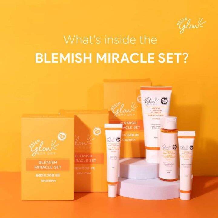 HELLO GLOW BLEMISH MIRACLE SET WITH AHA/BHA | Lazada PH