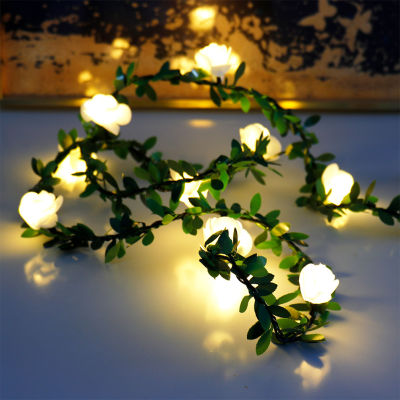 1.5M/3M 10/20Leds Rose Flower LED Fairy String Lights Battery Powered Wedding Valentines Day Event Party Garland Decor Lamp