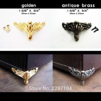 ❇✌ 4pcs Brand New Decorative Antique Brass Golden Vintage Jewelry Chest Box Wood Case Feet Leg Corner Protector Guard 35x20mm