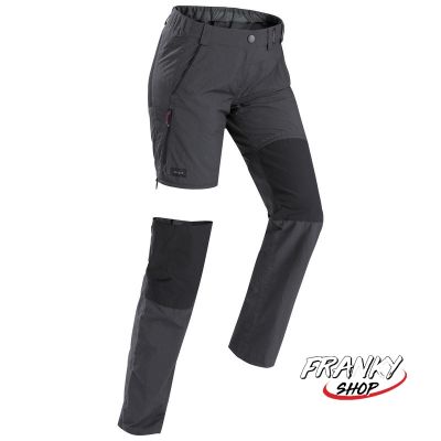 [พร้อมส่ง] กางเกงขายาวแบบถอดขาได้ใส่เทรคกิ้งบนภูเขา Womens Mountain Trekking Modular Trousers TREK 100 Grey