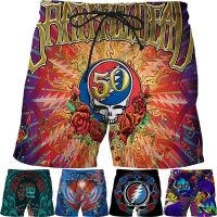 Fashion MenS 3D Printing Grateful Dead Band Casual Hip-Hop Rock Beach Pants Shorts