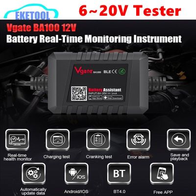 Vgate BA100 6~20V Battery Tester Works Via Bluetooth 4.0 Phone APP Real-Time Monitoring Voltage&Health Battery Assiantant