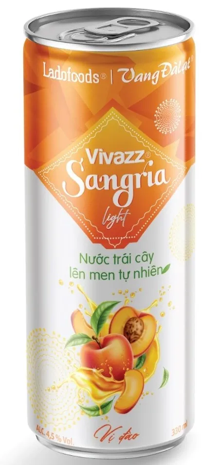 Vivazz Sangria Light Lon 330ml - Nước Trái Cây Lên Men Tự Nhiên Vị Đào |  