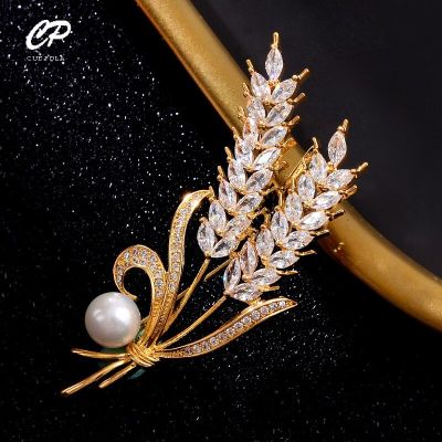 Luxury Rhinestone Wheat Ear Brooch Collar Pins for Suit Shining Women Mens Party Brooches Jewelry