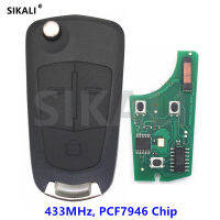 SIKALI 3 Buttons Car Key Auto Remote for OpelVauxhall Vectra C 2006 - 2008, Signium 2005 - 2007 433Mhz with ID46 Chip