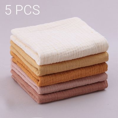 hotx 【cw】 5pcs/Set Cotton Baby Face Handkerchief Soft Absorbent Gauze Kids Feeding Bibs Burp Cloths Washcloth