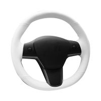 Hand-Stitched Car Steering Wheel Cover White Handle Cover Accessories Car Accessories for Model 3 Model X Model Y Model S