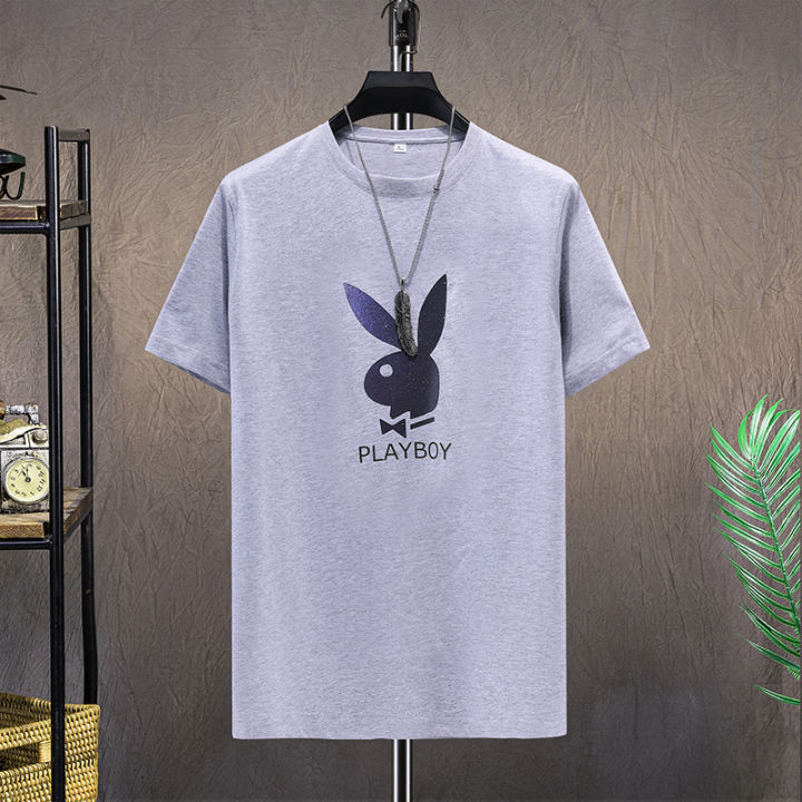 playboy-แฟชั่นผู้ชายลำลองเสื้อยืดพิมพ์ภาพคอกลมยี่ห้อ-top-ชุดชั้นในเสื้อยืด