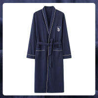 Autumn Winter Cotton Bathrobe Men 4XL Large Size Fashion Plaid Embroidery Pijama Casual Comfort Kimono Bath Robe Dressing Gown