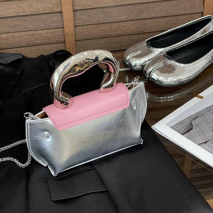mlb-official-ny-new-high-end-bag-niche-design-metal-elf-bag-handbag-simple-all-match-messenger-bag