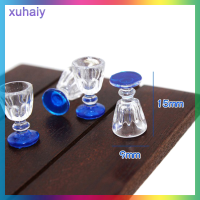 xuhaiy 4pcs transparent Goblet มินิไวน์เบียร์ถ้วยตุ๊กตางานฝีมือตกแต่งบ้าน