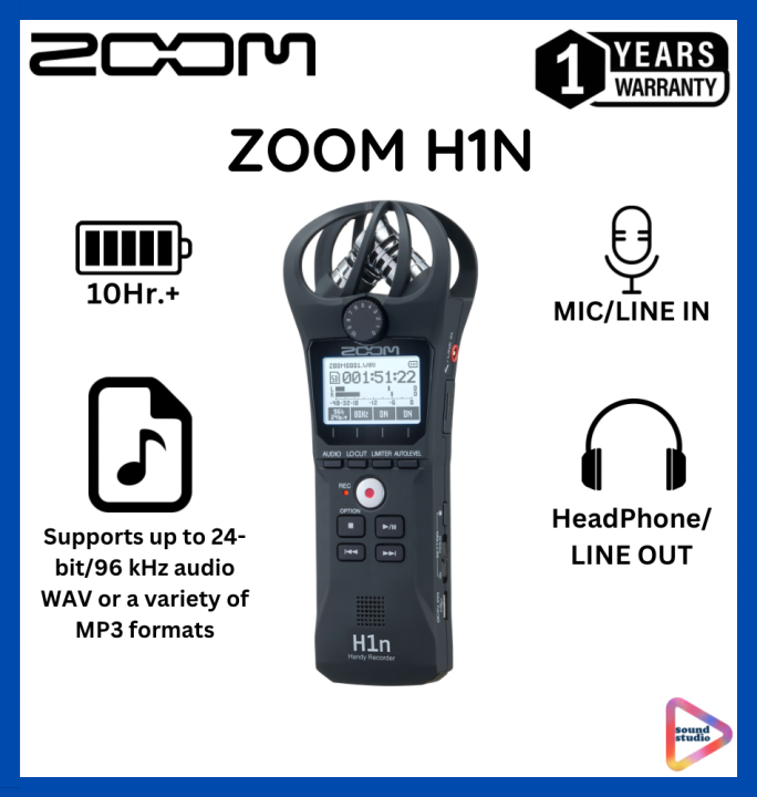 Zoom H1n Handy Recorder เครื่องบันทึกเสียง คุณภาพเสียง 24 Bit น้ำหนัก