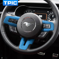 TPIC Volant Alcantara สำหรับ Mustang 2015อุปกรณ์ตกแต่งภายในรถยนต์พวงมาลัยรถสติกเกอร์ปุ่มกรอบป้องกัน Decal