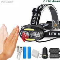 D2 Headlamp High Lumens LED Headlight Torch Outdoor Flashlight Inductive Motion Sensor 4T6 2COB Head Lamp Camping Fishing Light