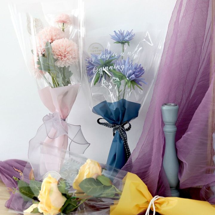 2023ใหม่-ถุงใส30ชิ้นถุงดอกไม้เดี่ยวกุหลาบกระดาษห่อช่อดอกไม้ถุงพลาสติก-opp-อุปกรณ์วัสดุบรรจุภัณฑ์ดอกไม้