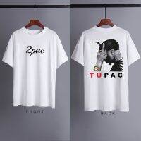 เสื้อยืดคอกลมเสื้อขาว - 2PAC Tupac แขนสั้นแฟชั่นสตรีทตัวละครย้อนยุคเสื้อผ้าสั้น 2PAC เสื้อยืดคอกลม S-5XL