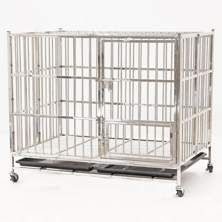 ส่งฟรี-stainless-steel-cage-กรงสแตนเลส-xl-l-m-กรงสัตว์เลี้ยง-ไม่เป็นสนิม-พับเก็บได้-แข็งแรง-กรงน้องแมว-กรงกระต่าย-กรงนก-กรงหมา-ไซบีเรีย