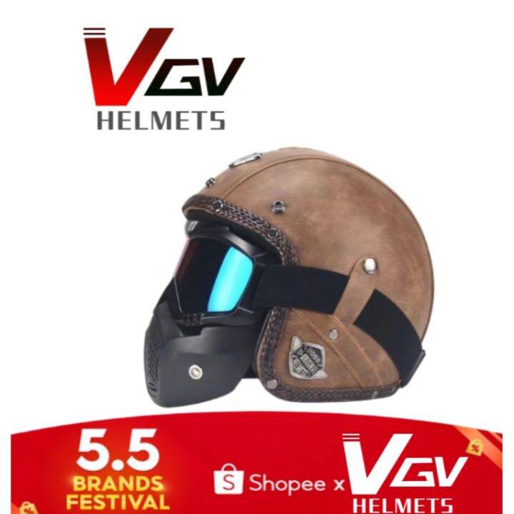 New Arrival Vgv Classic Helmet Retro Vintage Harley Helmet Half Face