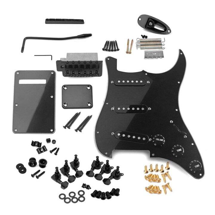 ST style black full electric guitar accessory kit including prewired