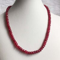 Rare 4*6MM Faceted Red Ruby Necklace Vintage Natural Stone Jewelry Noble Elegant Exquisite Beaded Chain Choker Collier