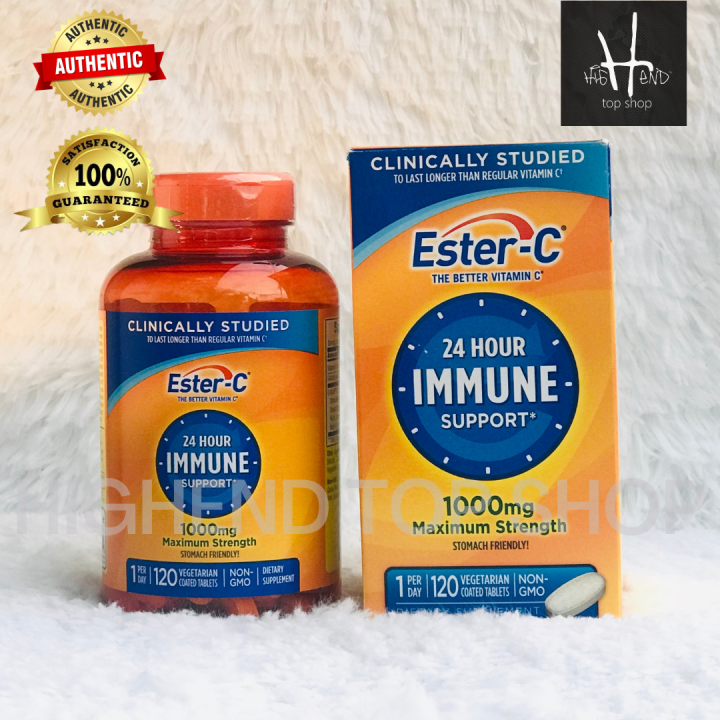 EsterC Vitamin C 1000mg NonAcidic 120 Vegetarian Coated Tablets