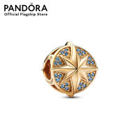 Pandora Marvel Captain Marvel star 14k gold-plated charm with moonlight blue royal blue and salsa red