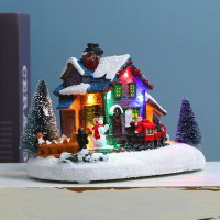 Log Cabin Glowing House เรซิ่น Unique Xmas Ornament Creative Adorn Luminous Decor