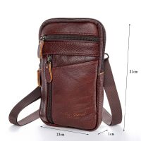 Mens Crossbody Leather Bags Genuine Leather Waist Packs Phone Pouch Bags Men Handbag Bag Small Chest Shoulder Belt Bag Running Belt