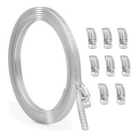 10FT Stainless Steel Hose Clamp Assortment Kit Worm Gear Band Hose Clamp Screw Pipe Clamp For Duct,Tube And Fuel Line