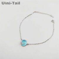 Uini-Tail สร้อยข้อมือทรงหางปลาทำจากโฟมนางเงือกเงิน925ธิเบตสำหรับเด็กผู้หญิง GN640คริสตัลแฟชั่นบลูแบบเรียบง่ายเครื่องประดับข้อมือ