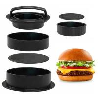 3 in 1 Burger Press Hamburger Press Patty Stuffed Burger Maker for BBQ Non Stick Sliders Beef Burger Press Black