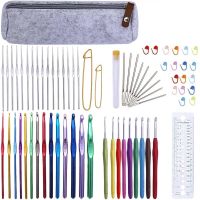 Imzay 72 Pcs Crochet Hooks Set Crochet Needle Large Eye Blunt Needles Crochet Hooks Knitting Kit Needle Set Weave Craft Tools