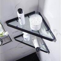 Bathroom Shelf Aluminum Shower Shelf Glass Shower Shelf Black Finish Storage Suction Basket Storage Rack Bathroom Accessory