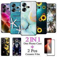 2 IN 1สำหรับ Tecno Pova Neo 3เคสโทรศัพท์น่ารัก TPU พร้อมหน้าจอเซรามิกสองชิ้น