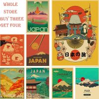 Vintage Tokyo Fuji Travel โปสเตอร์: Aesthetic Kraft Canvas Art For Room &amp; Bar Decor, Scenic Japan สถานที่ท่องเที่ยว Wall Painting