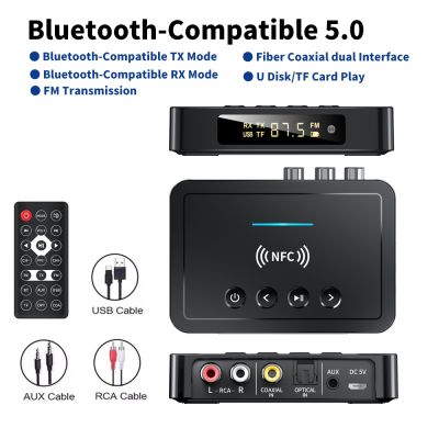 bluetooth 5.0 Receiver Transmitter FM Stereo AUX 3.5mm Jack RCA Optical Wireless Handsfree Call NFC bluetooth Audio Adapter TV