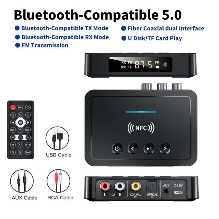 bluetooth-5-0-receiver-transmitter-fm-stereo-aux-3-5mm-jack-rca-optical-wireless-handsfree-call-nfc-bluetooth-audio-adapter-tv