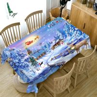 【cw】 Rectangular Santa Dining Tablecloth Christmas Eve Blue New Year Home Party Antifouling Wedding Decoration Nappe De Table !