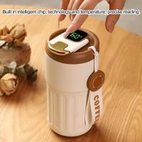 ✾ 450ml Coffee Cup Leak-proof Intelligent Temperature Display Stainless Steel Summer Car Traveling Portable Thermal Mug with Lid D